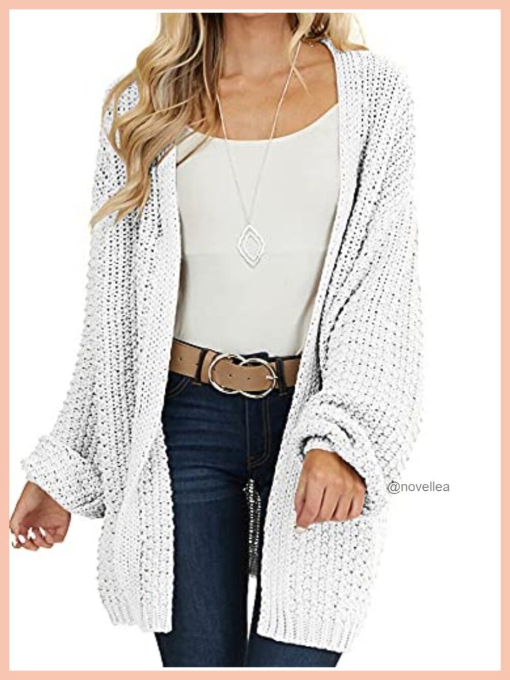 Oversized Open Front Knit Cardigan Long Sleeve Midi Sweater